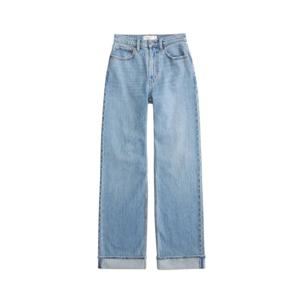 Abercrombie 90s relaxed righ rise medium wash cuffed jeans